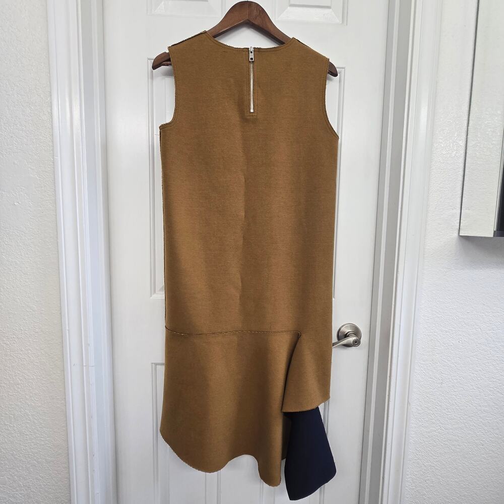 PortsPure Designer Wool Blend Colorblock Dress Asymmetrical Midi Minimalist Luxe - Picture 5 of 16